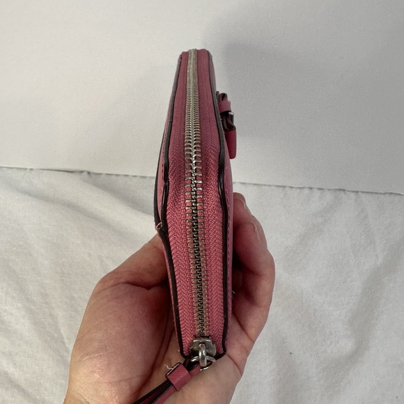 Pink Coach Wallet Darcy Bow Accordion Zip Pink Leather Zip Around Clutch - Picture 5 of 16